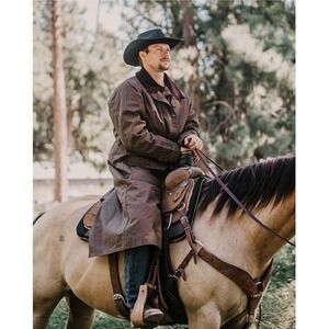 OUTBACK TRADING Co Oilskin Low Rider Duster Coat Waxed Cotton Waterproof Western